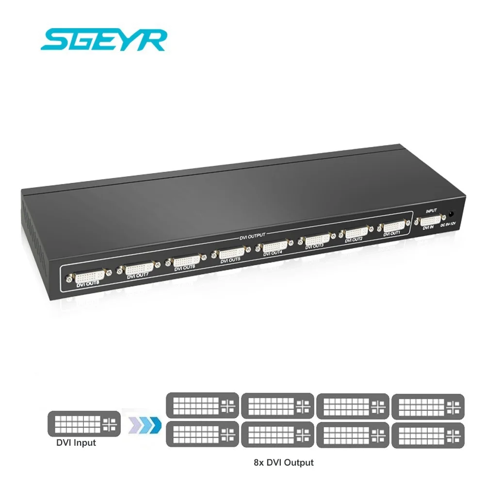 

DVI Splitter SGEYR 8 Way DVI Video Splitter Distribution 1 INPUT 8 OUTPUT Multiple Video Display 1080p up to 1920x1440