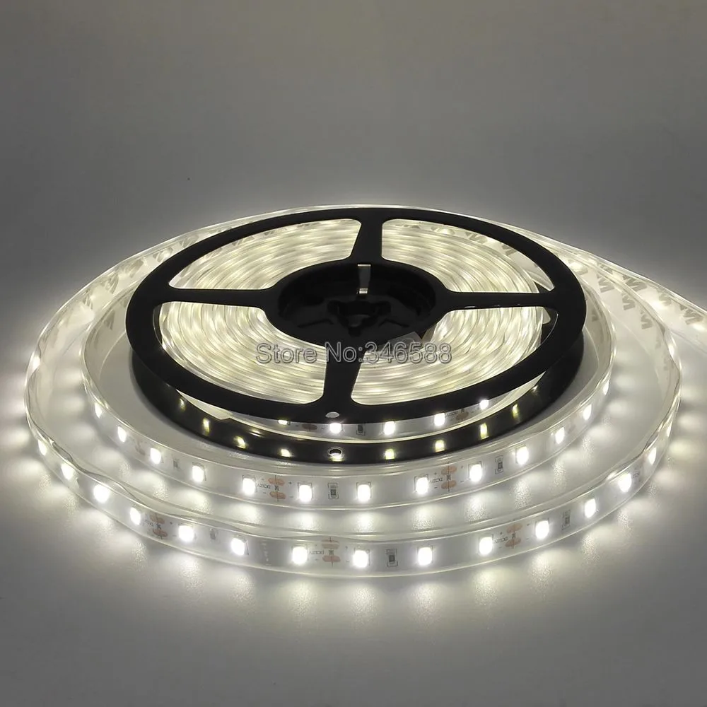 5M DC12V 60LEDM 5630 SMD Nature White 4000-4500K Flexible LED Strip, IP20 Non-waterproof, IP65 EpoxyIP67 Silicone Wateproof  2