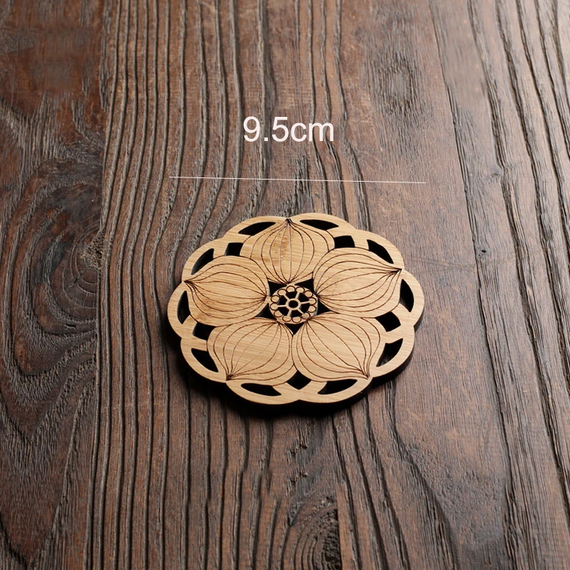 BalleenShiny Water Lily Lotus Drink Coasters Mat Wooden Round Coaster Table Mat Placemat Kitchen Accessories Decoration Home