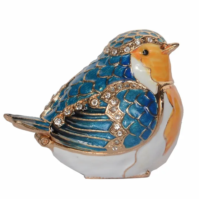 Jeweled Bird Trinket Jewelry Small Box with Crystal Bird Decor Jewelry
