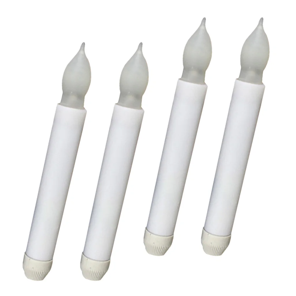 4x Battery Long LED Taper Candle for Church Home Christmas Wedding Party Decor 165mm