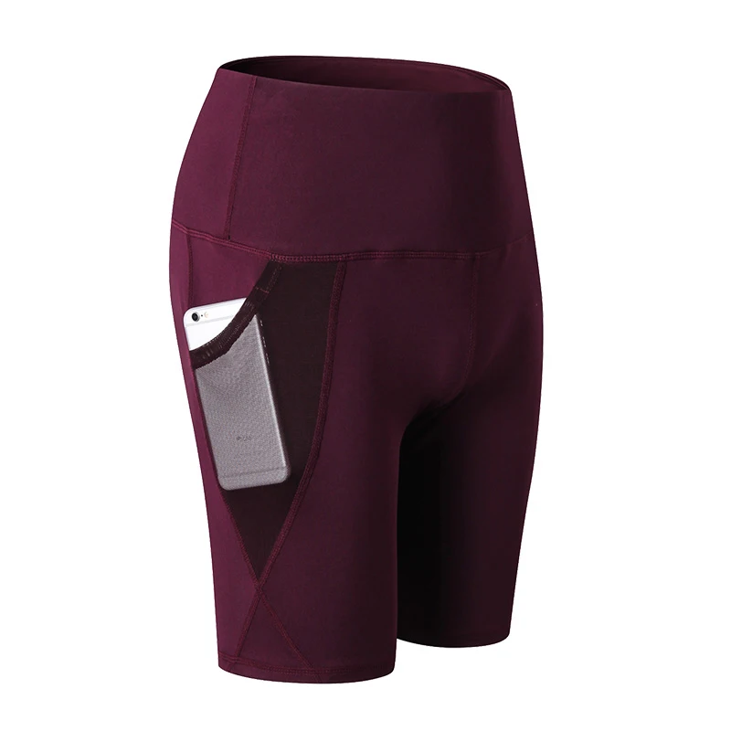 Women Gym Shorts High Waist Compression Quick Dry Yoga Shorts Fitness Running Push Up Pockets Design