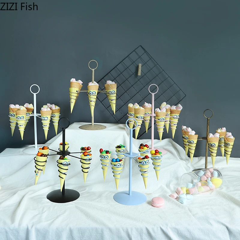

Creative iron support Ice cream display stand Dessert table cupcake Home kitchen decoration Wedding party decoration