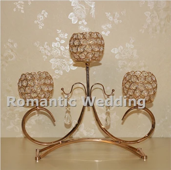 

Free shipment 10PCS/lots 3 arms crystal metal candlestick for Wedding decorations event products party decorations