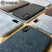 TOMKAS Linen Soft Cloth Case For iPhone X 6 7 8 Cases Luxury Cover Cotton Coque Phone Case For iPhone 6S 7 8 Plus Back Cover