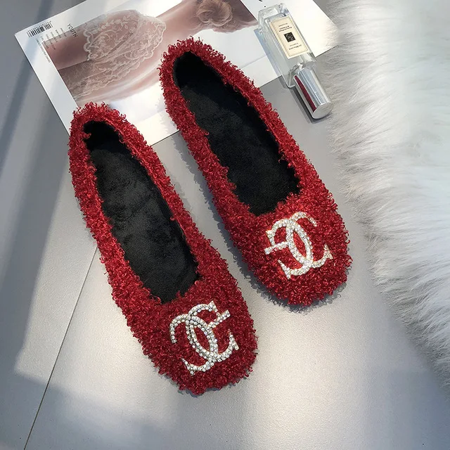

2019 Arrivals Autumn Dropshipping Winter Women Loafers Plush Slip on Shoes For Woman Ballet Flats Boat Shoes Zapatos mujer