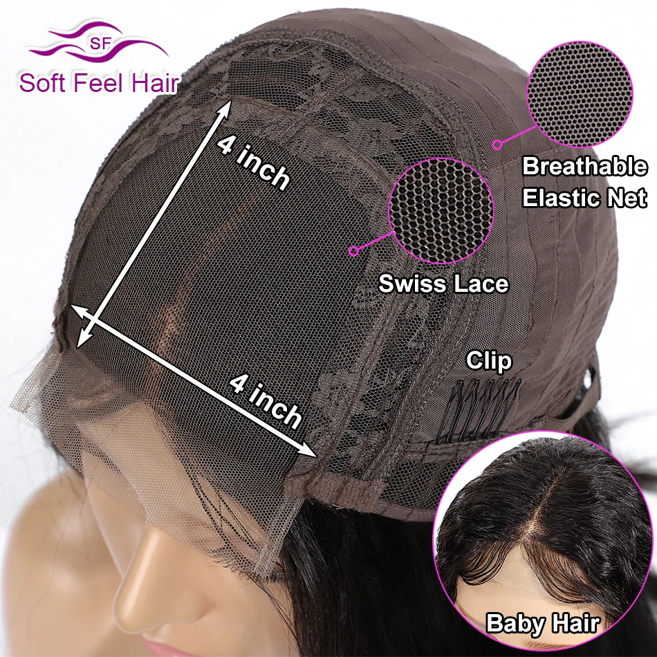 Soft Feel Hair 4*4 Омбре Кружева Закрытие парик 150% плотность Remy человеческие волосы Закрытие парики для черных женщин бразильский кудрявый парик