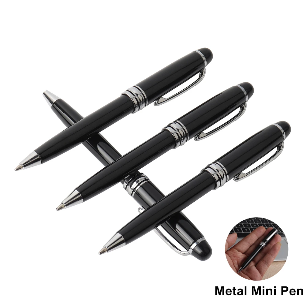 GENKKY мини металлическая прочная шариковая ручка Вращающаяся ручка карманного размера портативная шариковая ручка маленькая масляная ручка изысканный инструмент для письма