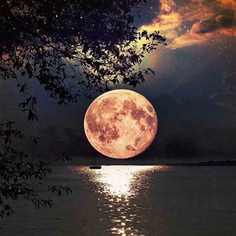 

Home Decor 5D DIY Diamond Painting Landscape Night Diamond Embroidery Picture Rhinestone Mosaic Moon Sunset Cross Stitch