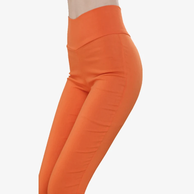 Женские брюки-карандаш с высокой талией размера плюс 6XL, Harajaku, однотонные облегающие леггинсы, женские брюки, весенне-Летняя женская одежда - Цвет: orange