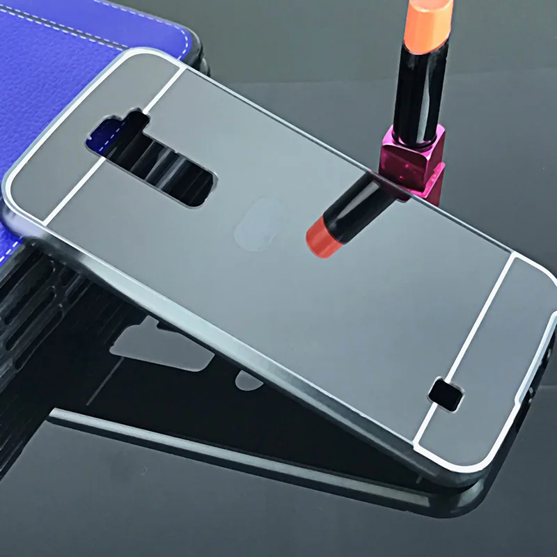 

For LG X Power K220ds Cases For LG K10 K 10 LTE K420N K430DS Case Aluminum MetalFrame Acrylic Mirror Cover For LG X Style K200DS