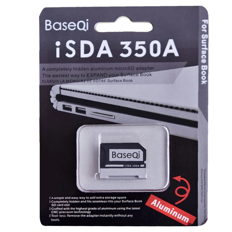 Baseqi Металлический Micro SD кардридер алюминиевый microsd Ninja Stealth Reader для microsoft Surface Book 13 дюймов 350A дропшиппинг