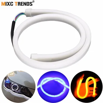 

60cm LED DRL Driving Daytime Running Lights Strip 12V Flexible LED Headlight DRL Angel Eyes Silicone Strips Car Working Lights