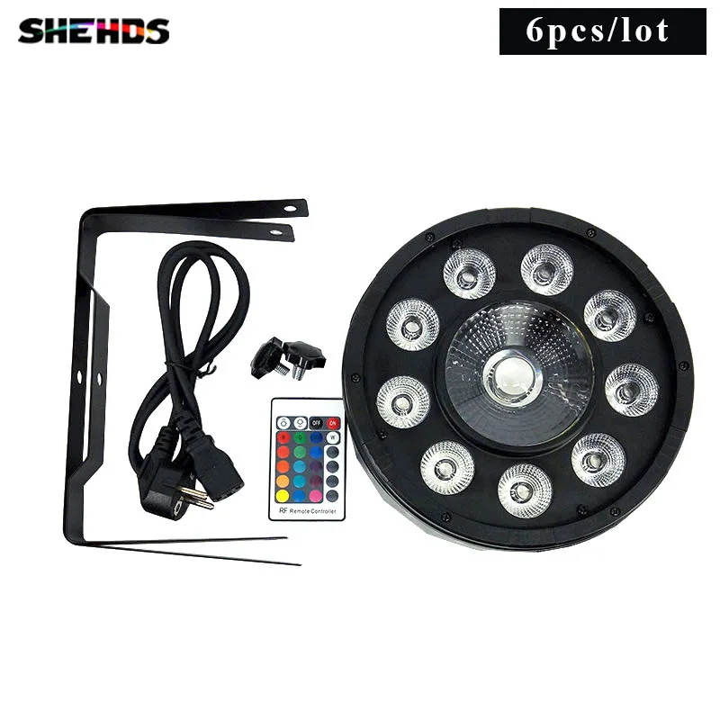 

6 pieces Wireless Remote Control LED Par 9x10W+30W 3IN1 RGB LED Stage Light Can With DMX512 Flat DJ Disco Night Lights