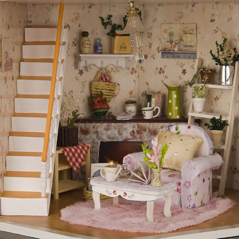 DIY Doll Houses Wooden Dollhouse Building Kids Block Toy Furniture Miniature Crafts Accessories Toy