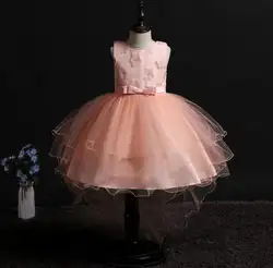Платье принцессы с цветочной аппликацией для маленьких девочек, лето 2018, рождественское праздничное платье-пачка, фатиновые платья, одежда
