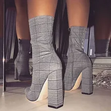 Женские ботильоны на молнии; обувь с острым носком; женские ботинки на Высоком толстом каблуке; обувь для вечеринок