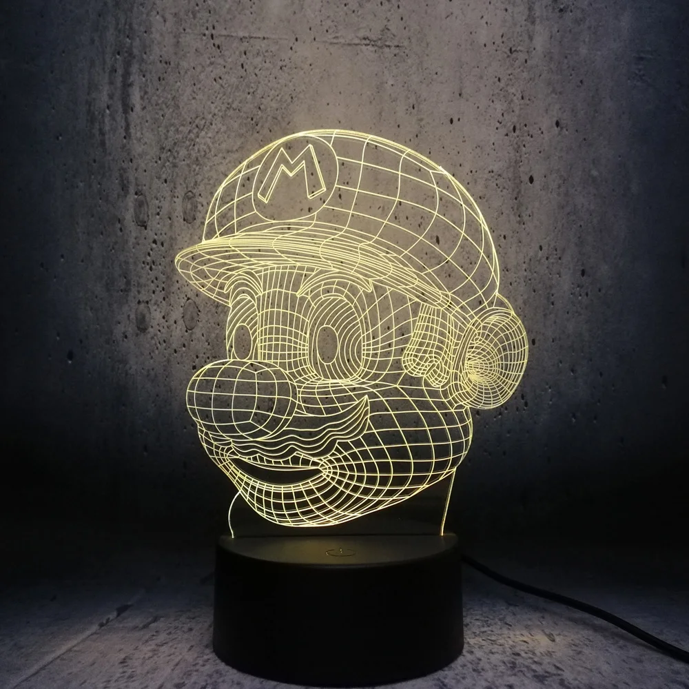 Классическая мультяшная игровая фигурка Супер Марио 3D светодиодная USB лампа