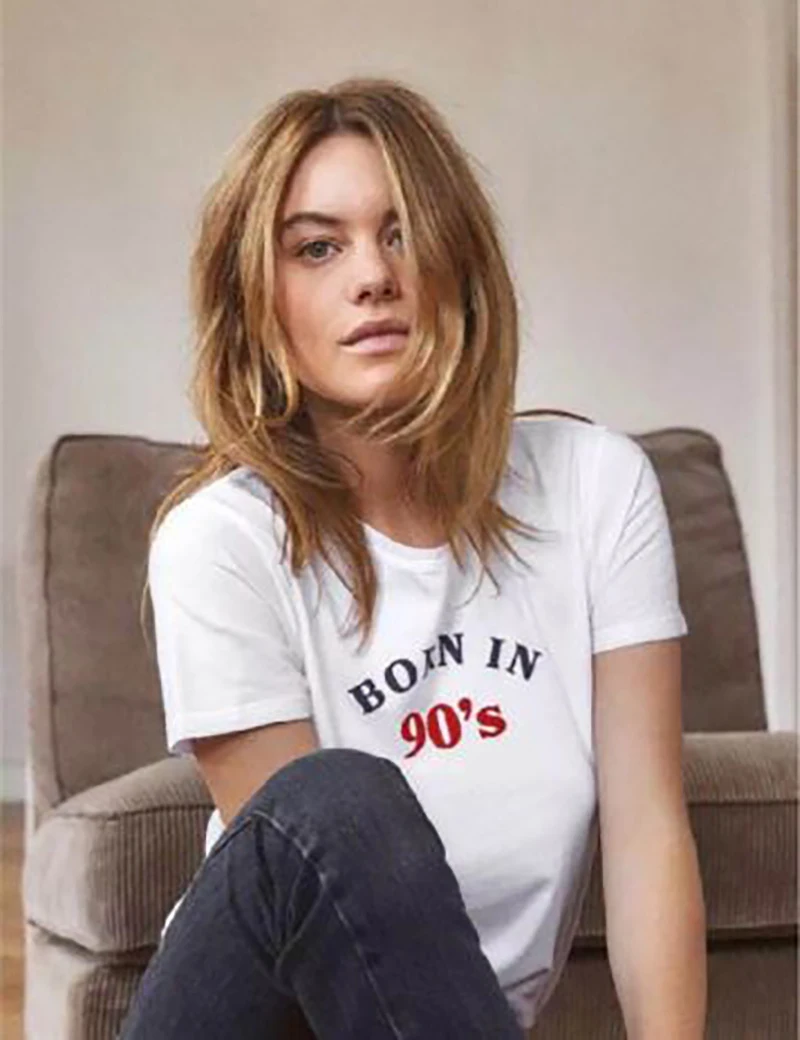 

T Shirt Women Plus Size Tops Tshirt Summer Tops for Women 2018 T-shirt Born In 90's Print White Cotton Tee Loose Basic T-shirt