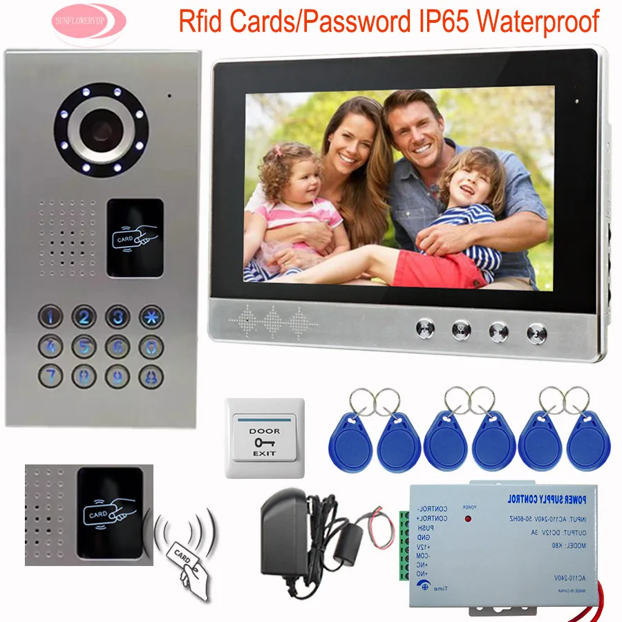 

SUNFLOWERVDP 10 Inch Video Door Phone Doorbell Intercom IR Camera Monitor Inductive Card Video Of Door IP65 Waterproof Intercom