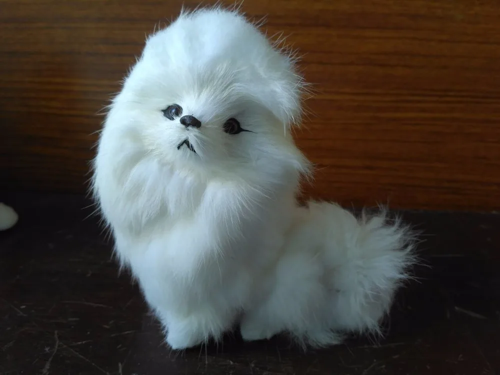 1137 50 De Réductionsimulation Chien Blanc Modèle Jouet Polyéthylène Fourrures 14x13 Cm Squattant Caniche Petit Chien Artisanat Décoration De
