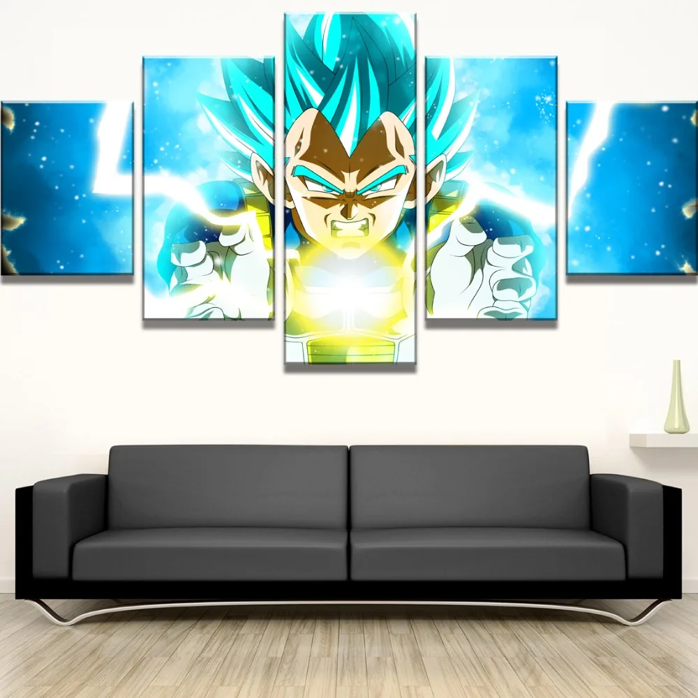 

New 5 Piece Dragon Ball Super Vegeta Anime Poster Painting Canvas Wall Art Picture Home Decoration Living Room Canvas Painting