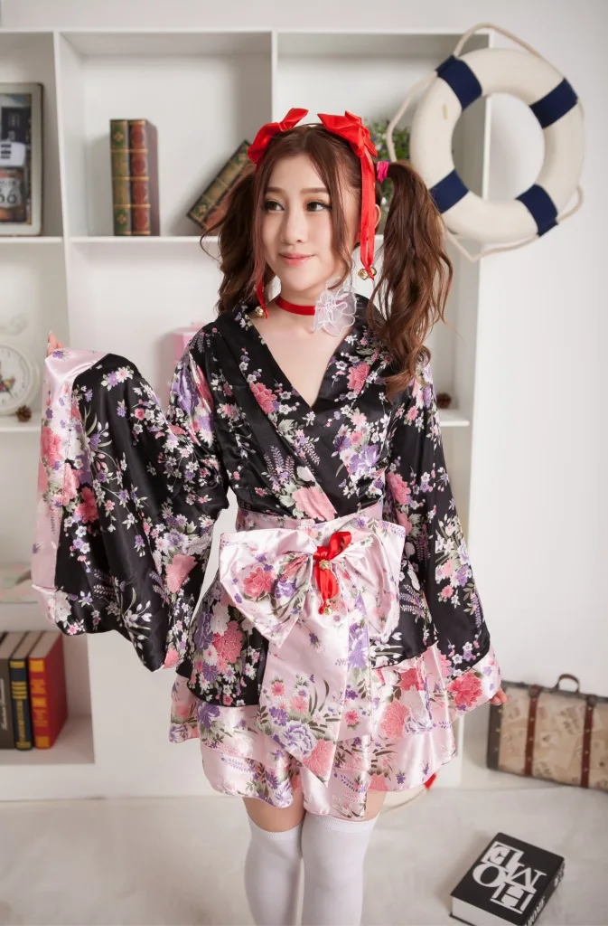 Женский сексуальный костюм Аниме Сакура японское кимоно костюм винтажное Оригинальное традиционное шелковое кимоно-юката платье