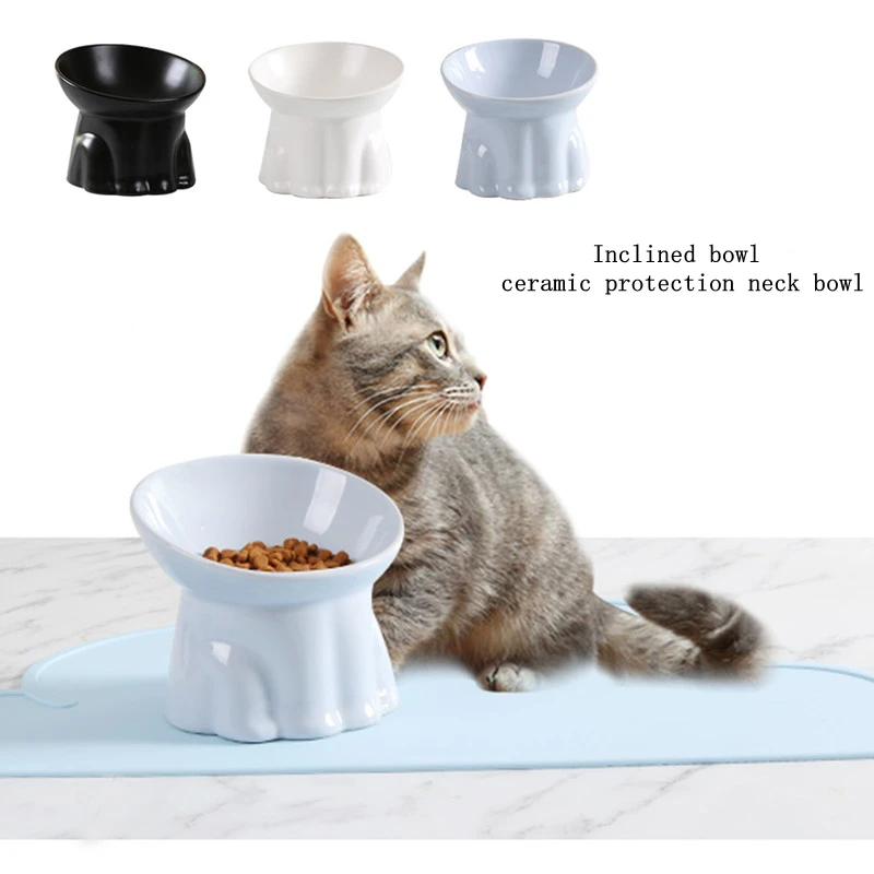 Pet Dog Cat Ceramics Bowl Classical Cervical Health Protective Bowl High Base Water Food Feeder Puppy Kitten Pet Feeding