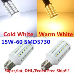 50x E27/E14/B22 15 Вт светодиодные лампы 60 LED 5630 SMD LED лампа кукурузы 1400lm 110 в/220 В холодной/теплый белый по DHL Бесплатная доставка