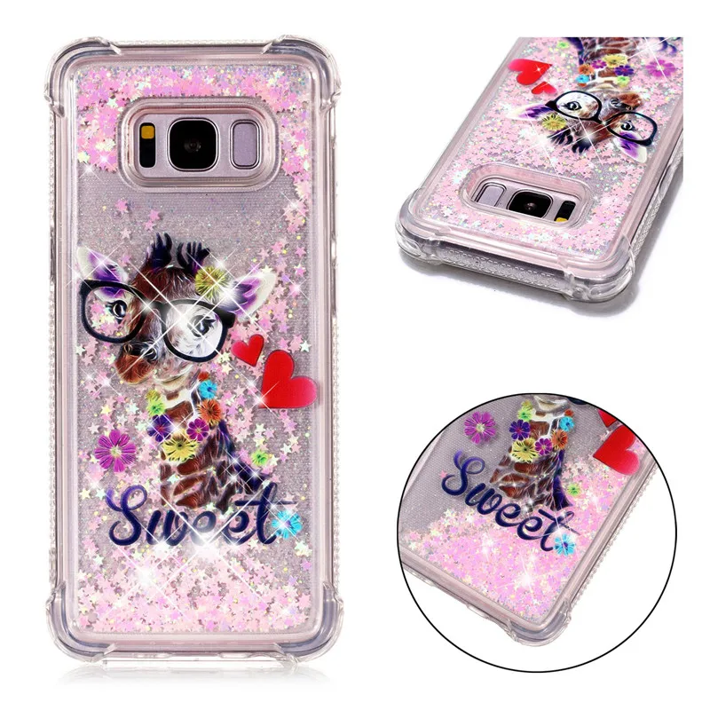 Liquid Case for Samsung Galaxy A6 A8 Plus 2018 S8 S9 Plus S6 S7 Edge Note8 Note9 S5 S6edge Glitter Love Silicone PC Full Cover (21)