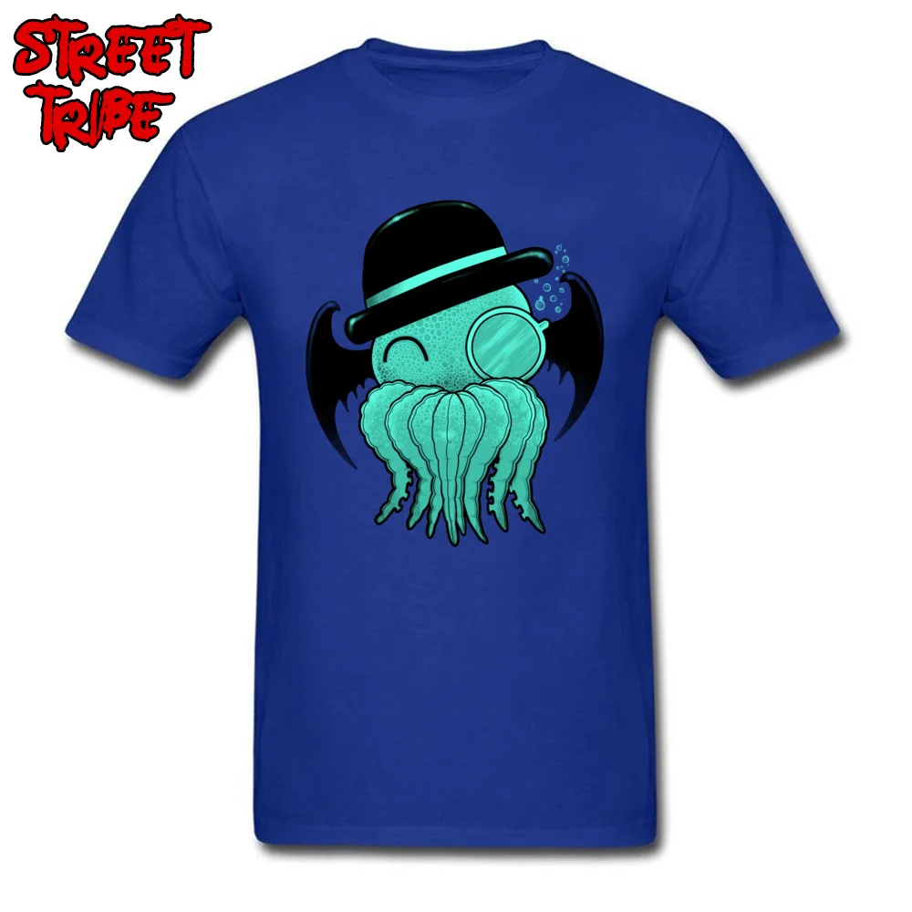 Cutethulhu Group Tops Shirts Short Sleeve for Male 100% Cotton Fabric Summer Fall Round Collar T Shirt Printed T-shirts Dominant Cutethulhu blue
