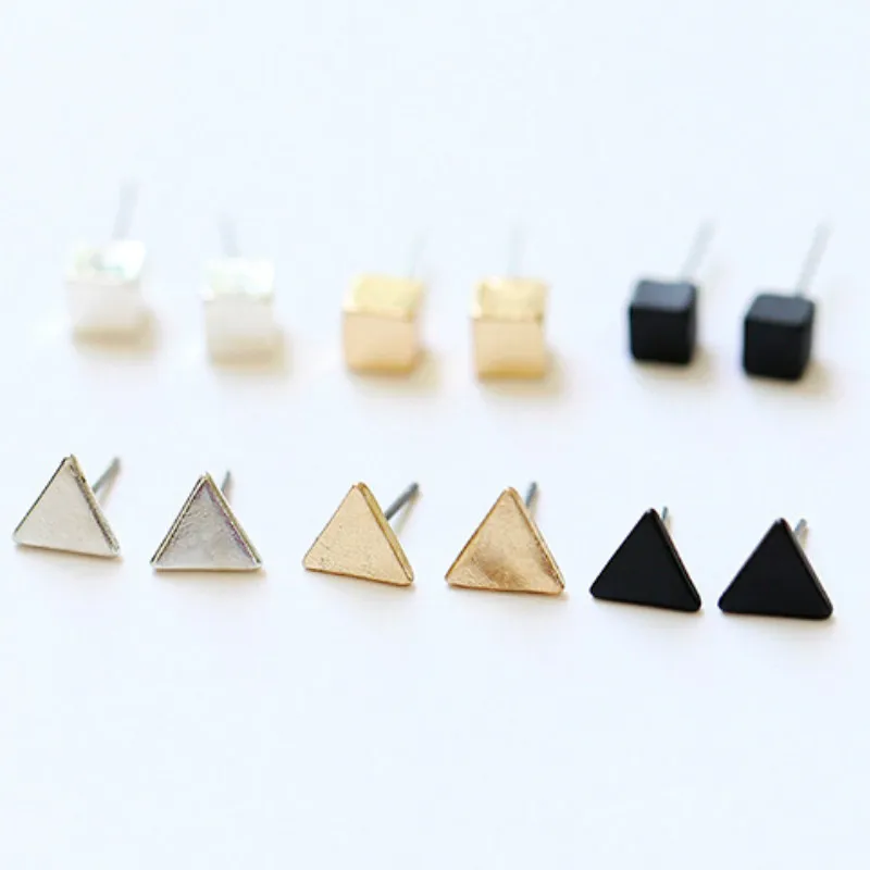 Женские серьги гвоздики с треугольником золотистого цвета|fashion stud earrings|stud earringsstud