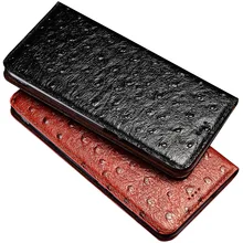 Avestruz textura de vaca genuino funda de piel para Asus Zenfone 3 Max ZC520TL ZC553KL Flip soporte de teléfono magnético bolsa
