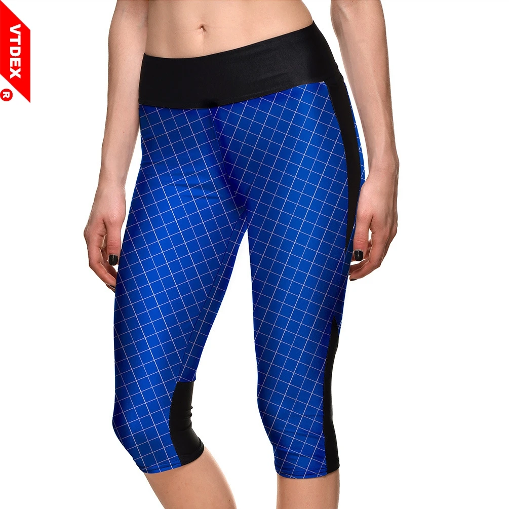 2018 Blue Sports Leggings Capris Elastic Fitness Skinny 2018 Blue Sports Leggings Capris Elastic Fitness Skinny