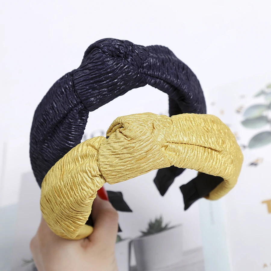 

Haimeikang Bezel Fold Girls Hairbands Women Top Bowknot Headband Fashion Black Yellow Hair Accessories Summer Headwear 2019 New