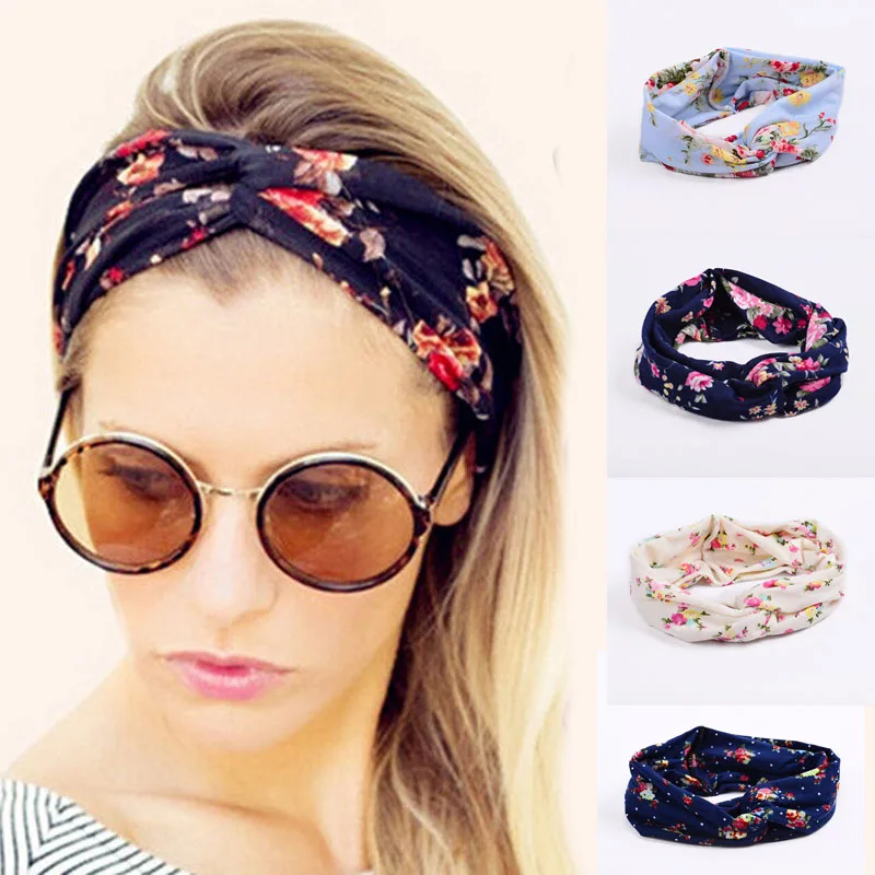 

Elegant Elastic Headband Printed Headband Rope Elastic Hair Bands Hair Gum Clip Women Female Turban Women Floar Hair Accessories