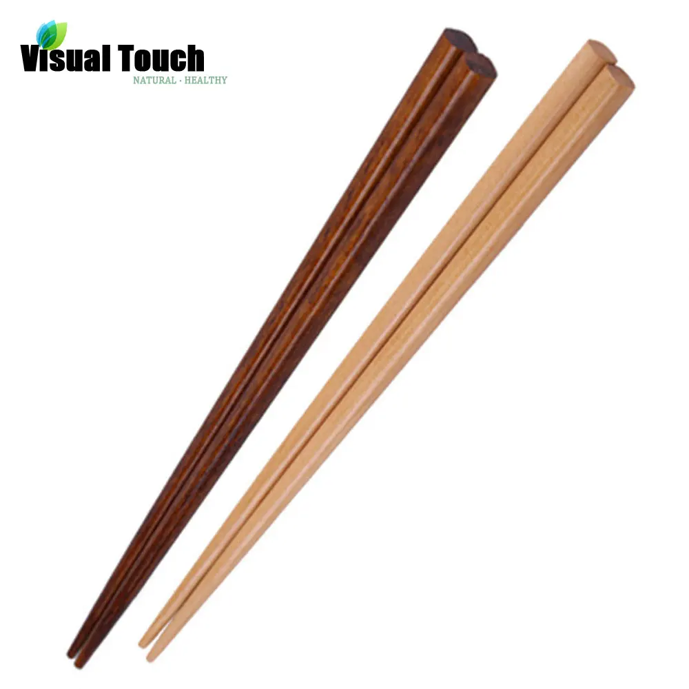 Visual Touch Chinese Japanese Natural Wood Chop Sticks Tableware Wooden Chopsticks Set 5 Pairs