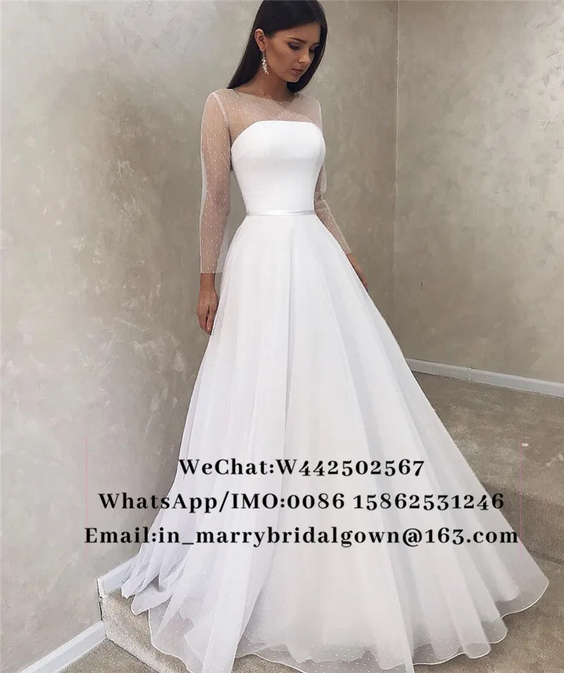 

Modest Plus Size Long Sleeves Cheap Wedding Dresses 2019 A Line Illusion Boho Beach Hippie Country Vestido De Novia Bridal Gowns