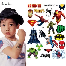 

Waterproof Temporary Tattoo Sticker cartoon super men spiderman ironman tatto stickers flash tatoo fake tattoos for kids child