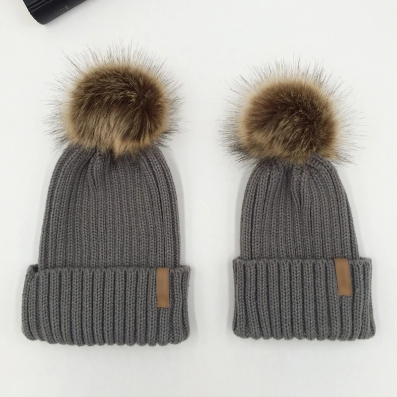 Зимняя шапка с меховым помпоном мужские шапочки Skullies женские теплые шапки