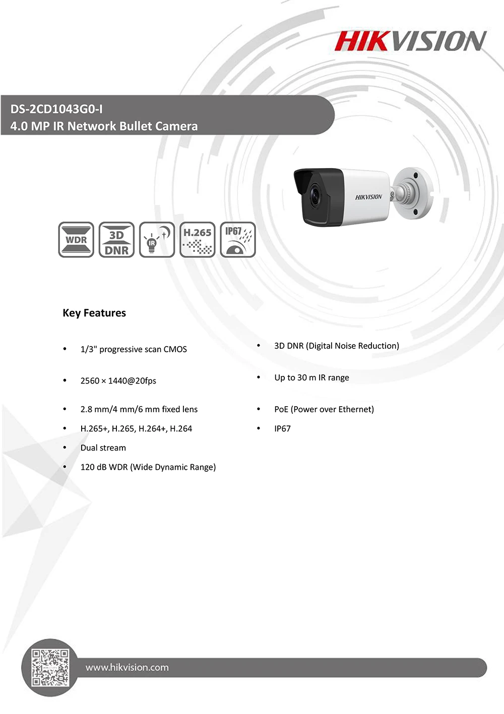 Hikvision 4MP POE камера H.265 DS-2CD1043G0-I HD 4 мегапикселя Пуля безопасности IP камера s IR 30M P2P поддержка заменить DS-2CD1041-I