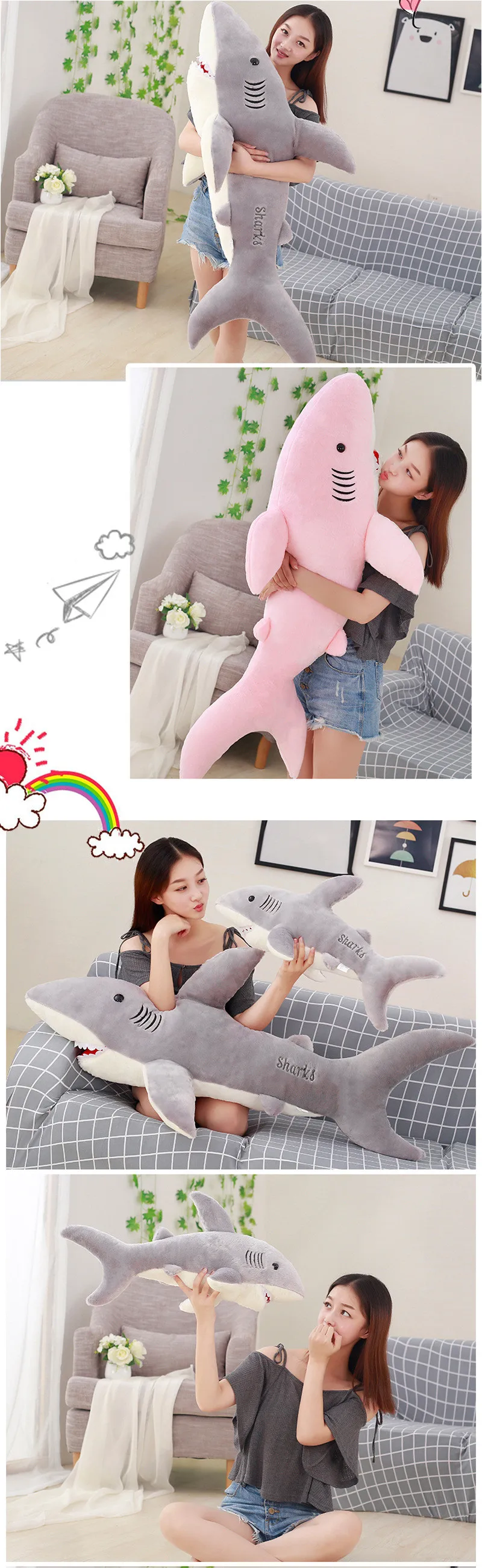 Plush Sharks Toys Stuffed Animals Simulation Big Sharks Doll Pillows Cushion Toys7