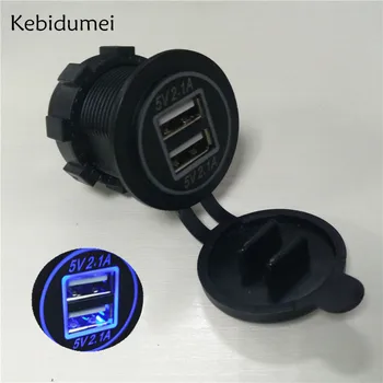 

4.2A Dual USB Charger Waterproof Motorcycle USB Socket with LED light for 12-24V Cars boats for Xiaomi Huawei IPhone
