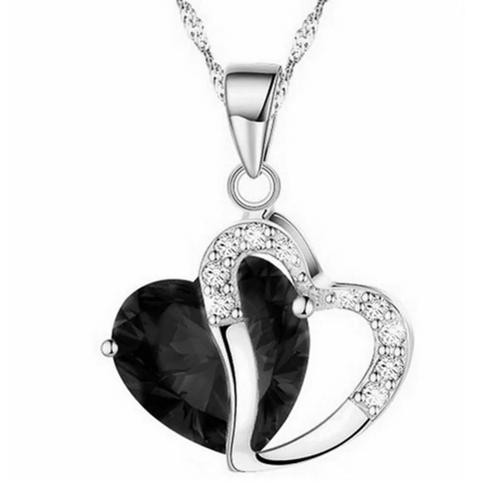 

Necklace Choker for Women Fashion Heart Crystal Rhinestone Silver Chain Pendant Necklaces Jewelry Bohemian Bijoux Femme takı/0.6
