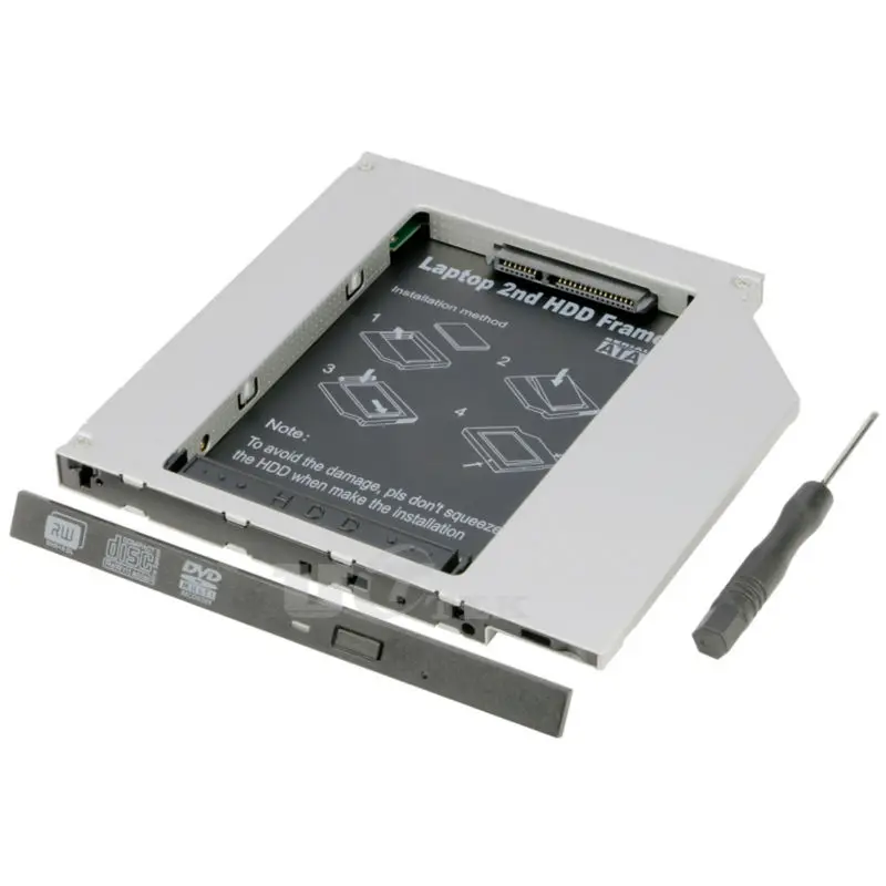 

2nd HDD Hard Drive Caddy Module Tray Adapter SATA to IDE 9.5mm CD DVD ROM Optical Bay