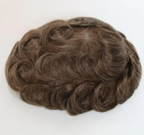 SimBeauty мужской парик с натуральными волосами шиньоны для мужчин 10*8 дюймов Q6 база кружева и ПУ заменить мужские т системы человеческих волос - Парик Цвет: 520 #