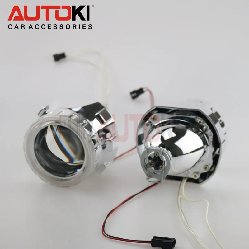 Autoki CCFL 2,5 дюйма Мини HID линзы проектора bi Xenon+ ксеноновая лампа+ CCFL ангельский глаз Halo для автомобильных фар комплект для модернизации