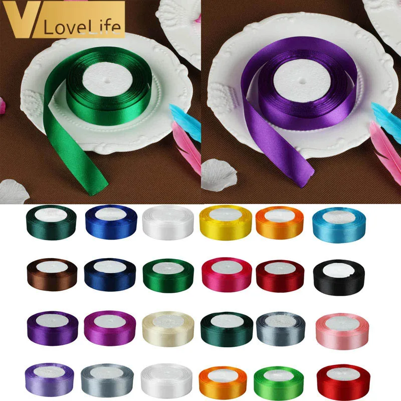 25 yards /Roll 15mm Satin Ribbon DIY Bow Craft Gift Wrap Wedding Party