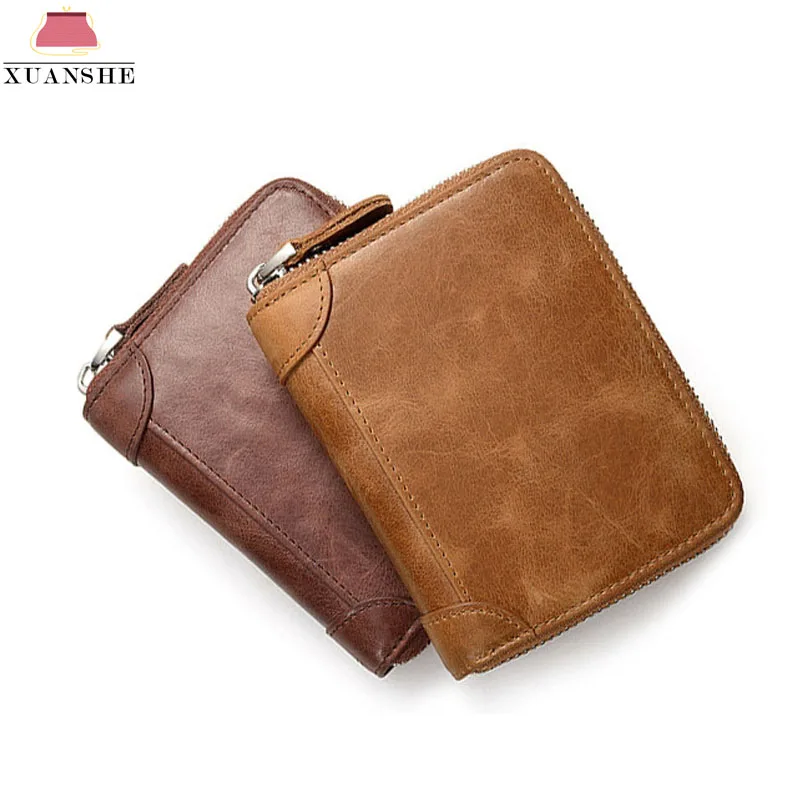 Black Men/'s Genuine Leather Bifold Wallet Credit Card ID Zip Around Coin Holder