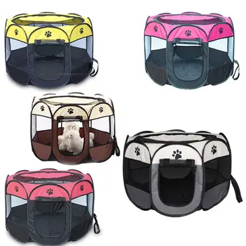 

Portable Folding Pet Tent Dog House Cage Dog Cat Tent Playpen Puppy Kennel Octagonal Fence Outdoor Supplies Easy Operation 1PCS